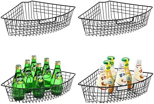 Lazy Susan Wire Storage Organizer Basket with Handle-Metal Organizing Storage Bins-Kitchen Cabine... | Amazon (US)