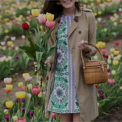 Tory Burch Garden Party Floral Green Shift Mini Dress Size XS  | eBay | eBay US