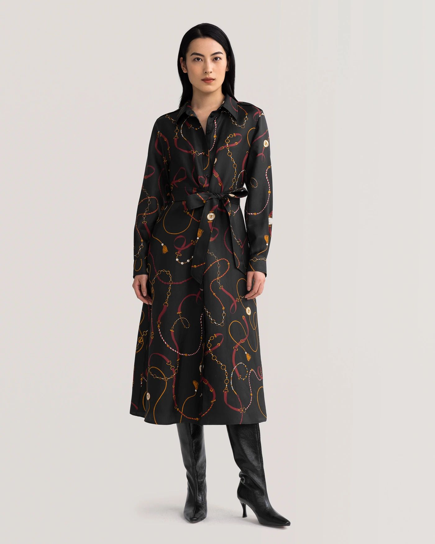 Louisville Print Trench Dress | LilySilk