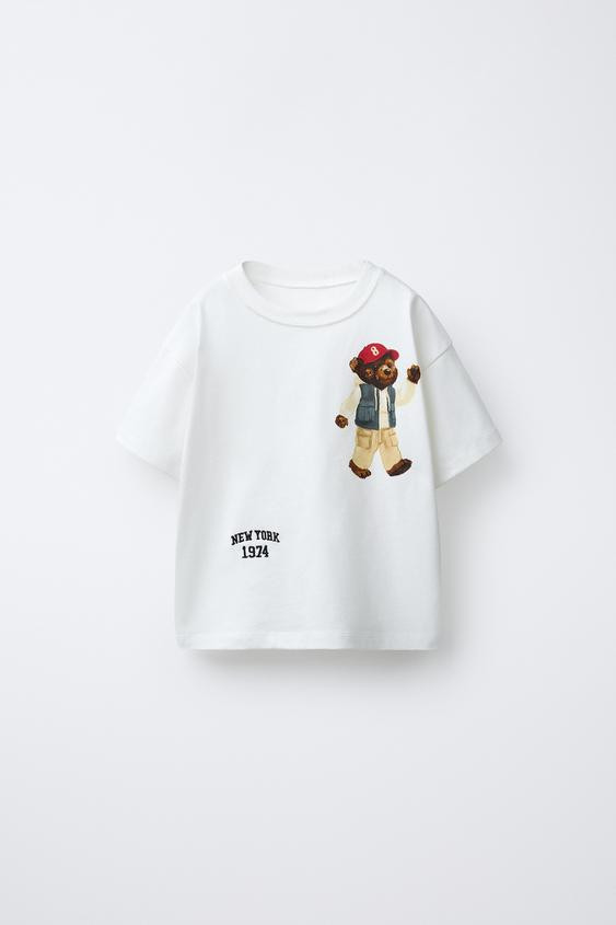 BEAR EMBROIDERED TEXT T-SHIRT | Zara US