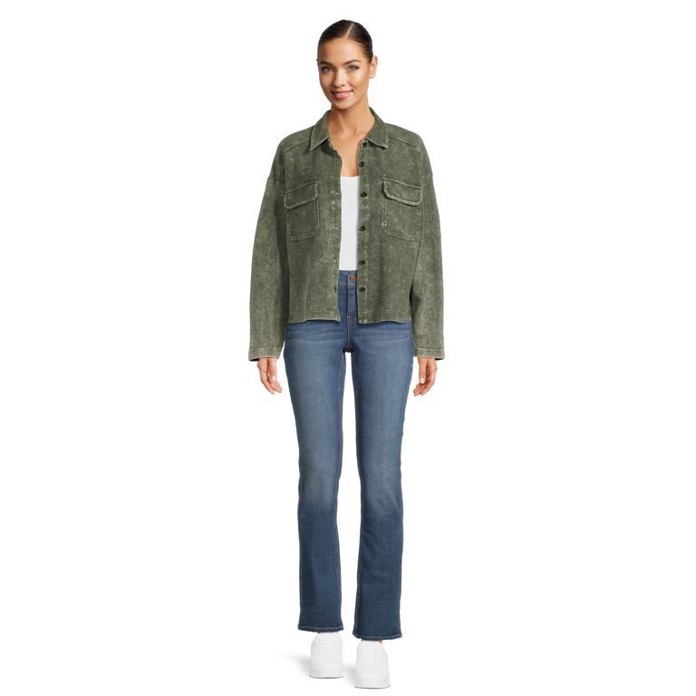 Time and Tru Women's Cropped Corduroy Shacket, XS-XXL | Walmart (US)