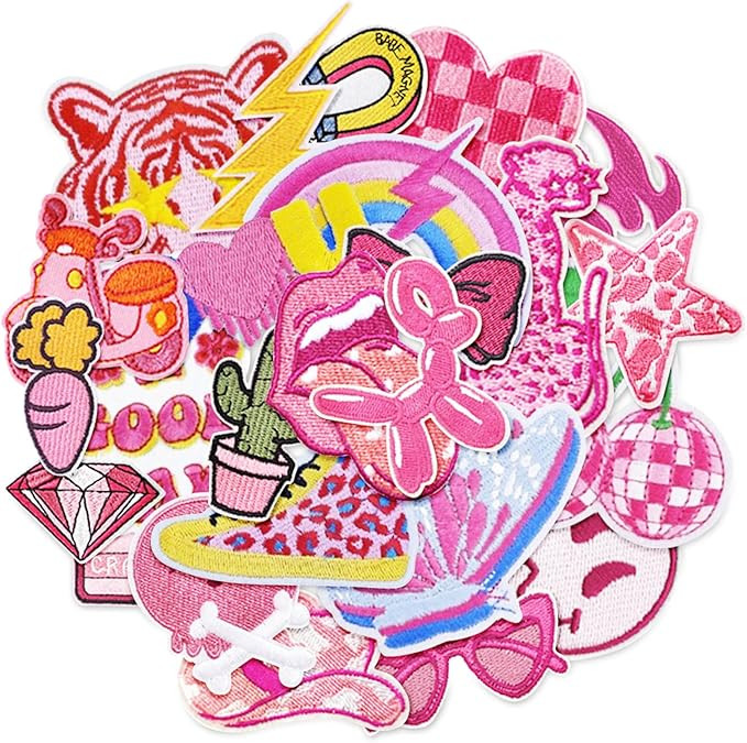 25PCS Preppy Iron on Patches Pink Fun Cute Western Cowgirl Sew Embroidered Patchs for Clothes Jea... | Amazon (US)