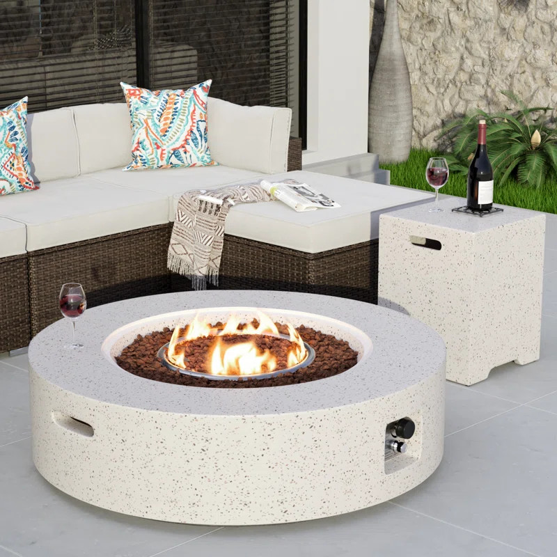 Shade Concrete Propane Outdoor Fire Pit Table | Wayfair North America