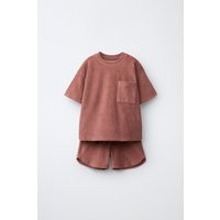 Zara - Towel Effect T-Shirt And Bermuda Set - Russet - 5 Years (43,3 Inches) - Kids | Zara US
