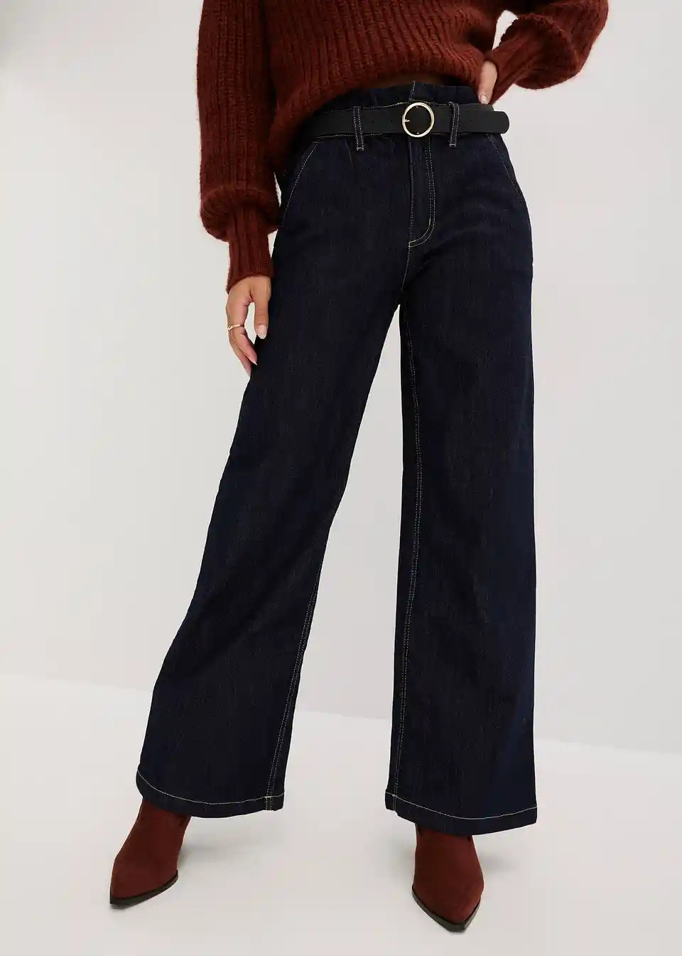 Wide Leg Jeans High Waist, Paperbag | Bonprix DE