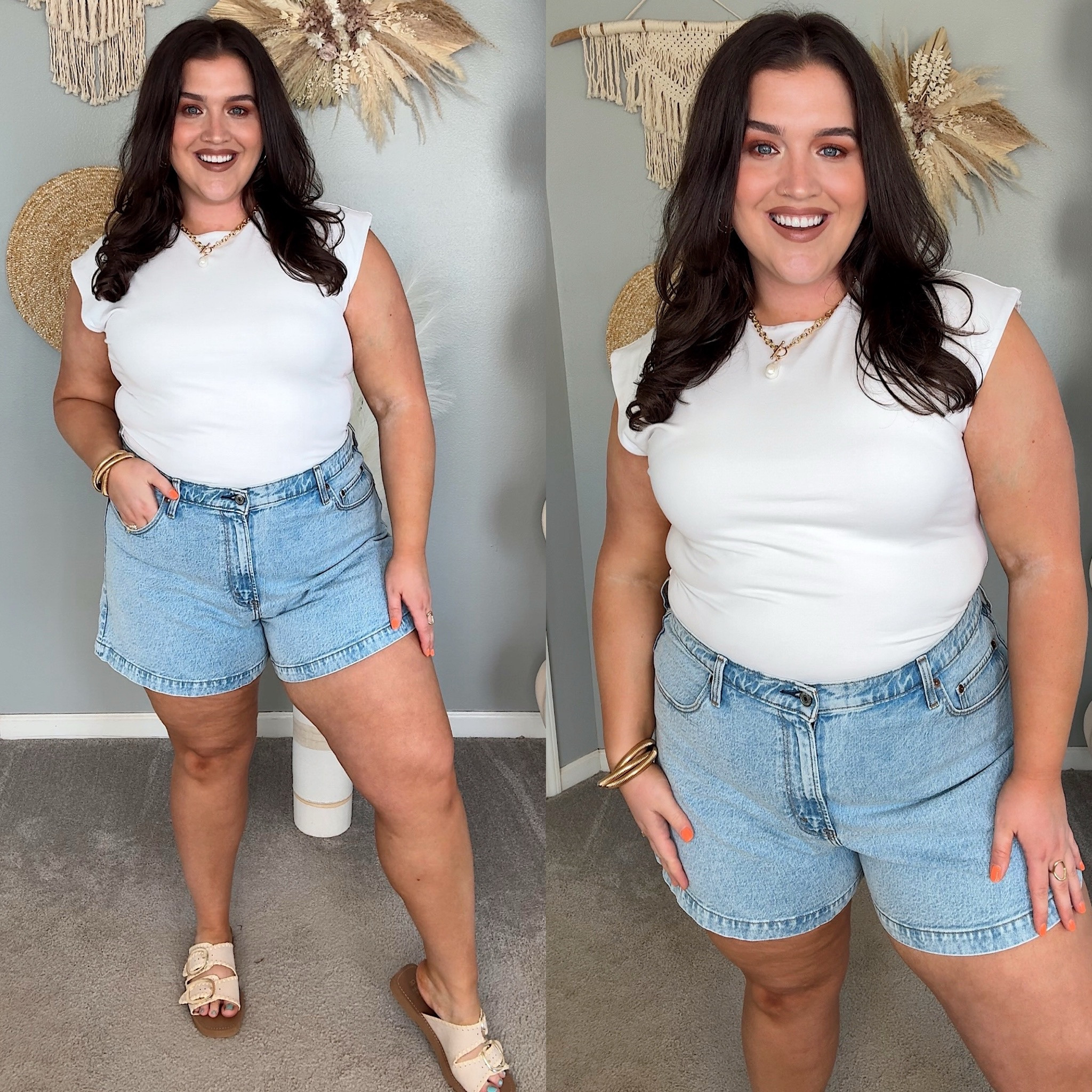 Casual Summer outfit inspo ☀️ Tank top, curve love denim shorts
White top: XL 
Jean shorts: 34

#LTKPlusSize #LTKStyleTip #LTKSeasonal