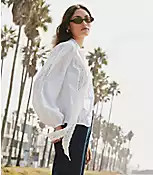 Scalloped Eyelet Bow Blouse | LOFT