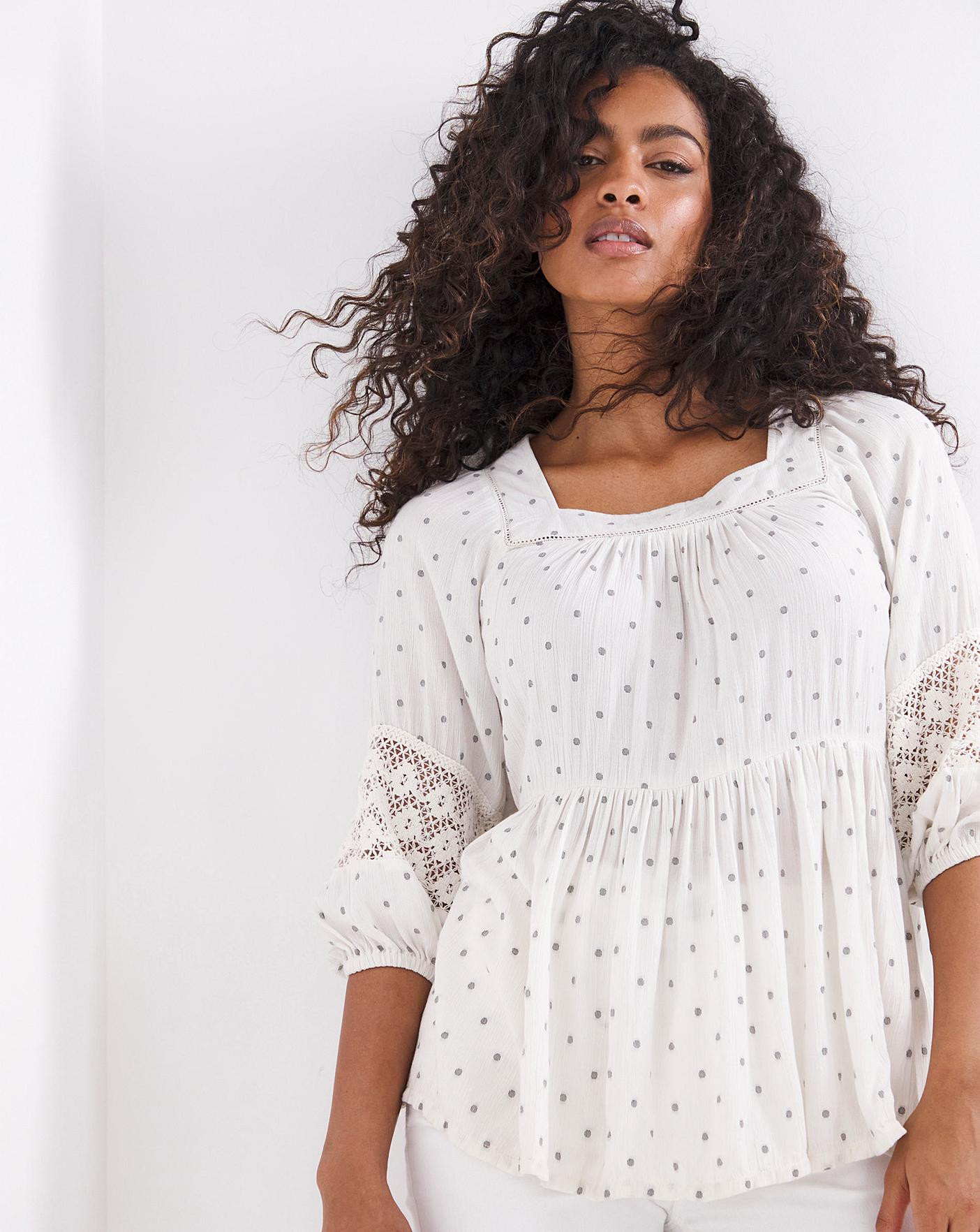 Lace Insert Square Neck Top | JD Williams (UK)