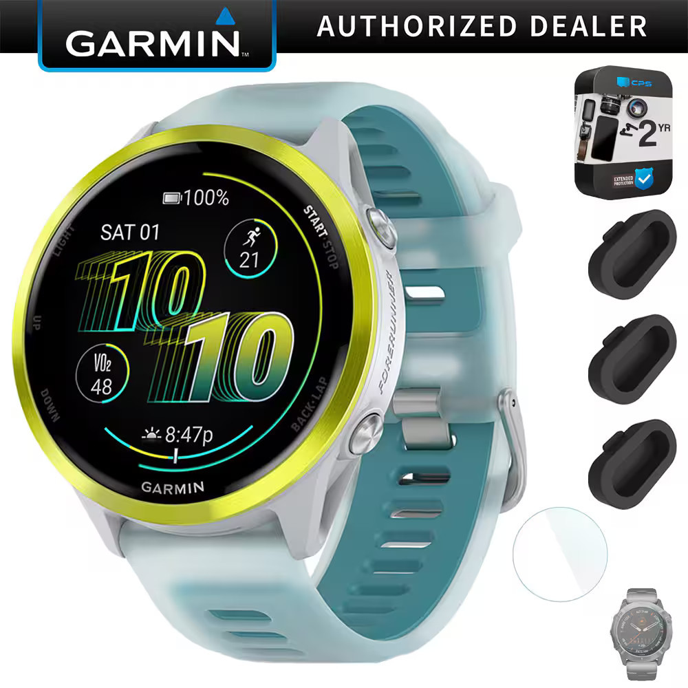 Garmin - Forerunner 570 - 47mm GPS Smartwatch +Dust Cover +Protector + 2 Yr Warranty Pack - Amp Yellow Aluminum - (2025) | Best Buy U.S.