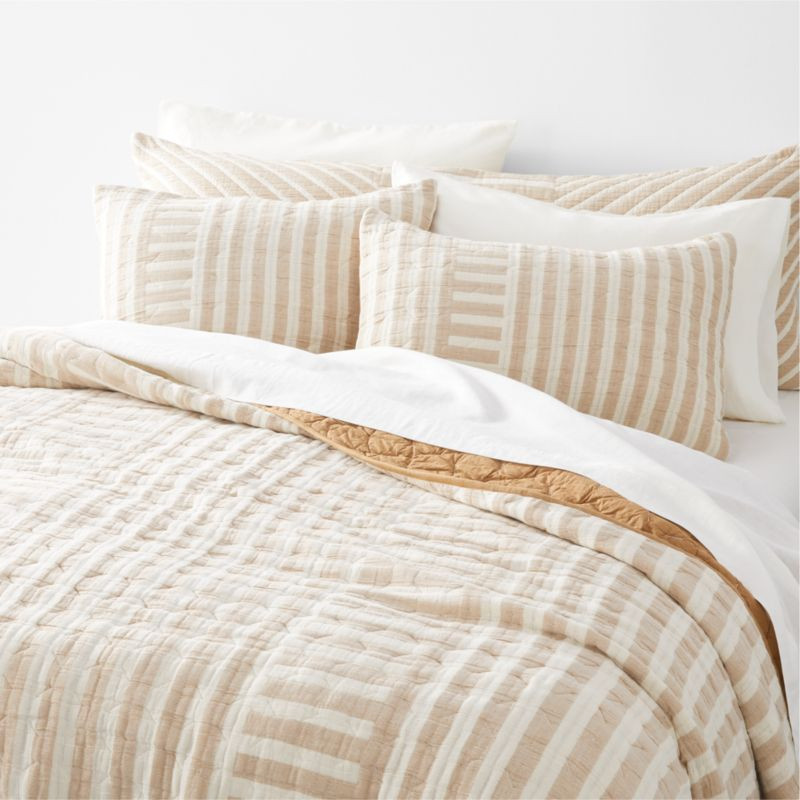 Yucatan Terracotta Stripe Quilts and Pillow Shams | Crate & Barrel | Crate & Barrel