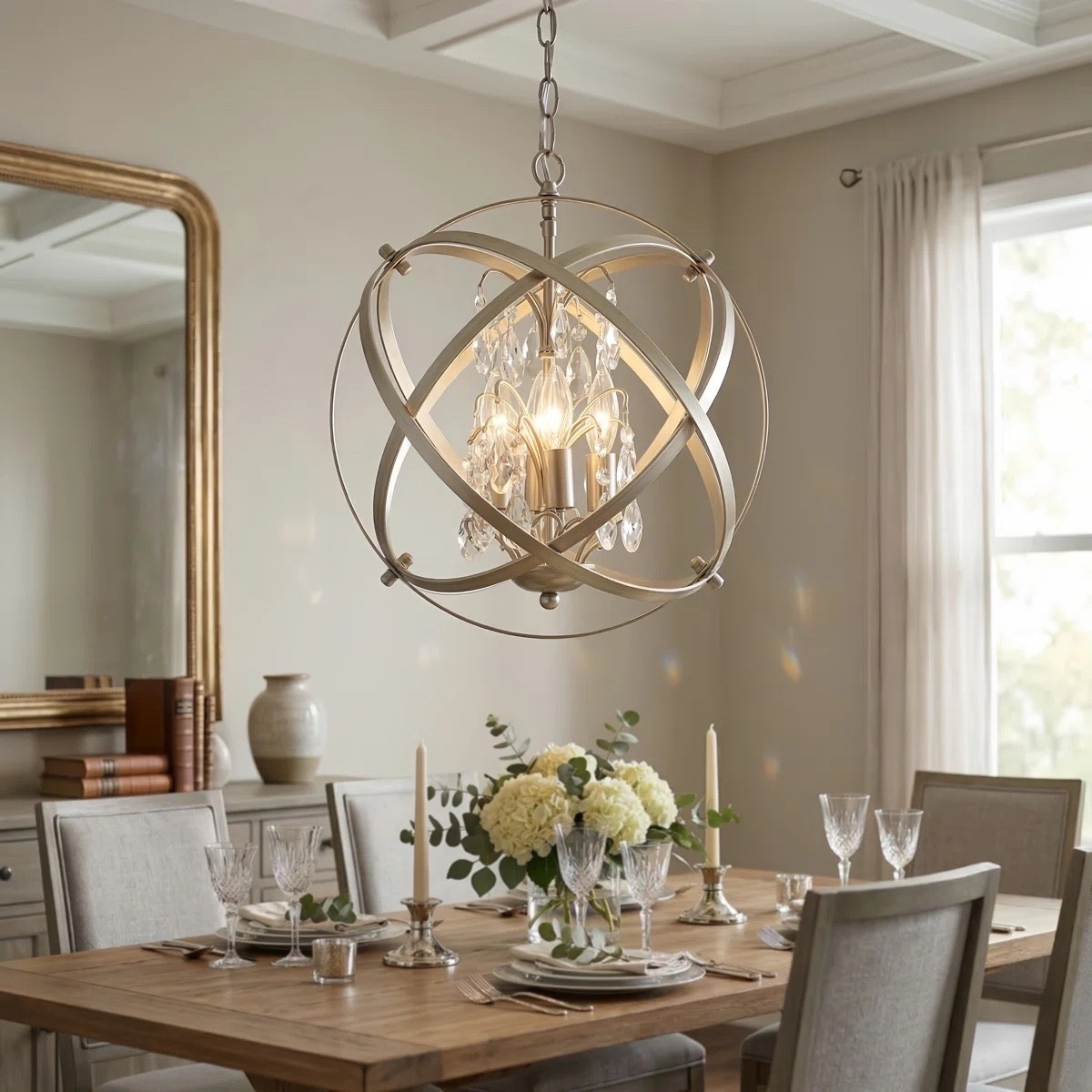 This dimmable sphere chandelier offers a sculptural approach to lighting, blending form and function seamlessly. The orb silhouette adds dimension while maintaining a clean, elevated aesthetic suited for contemporary spaces. ON SALE and under $150.

Keywords:

* sphere chandelier
* orb chandelier
* modern chandelier lighting
* 4 light chandelier
* dimmable chandelier
* statement ceiling light
* modern dining room lighting
* entryway chandelier
* contemporary lighting fixture
* minimalist chandelier
* geometric lighting
* modern home decor
* luxury lighting design
* designer inspired chandelier

#LTKSaleAlert #LTKSeasonal #LTKHome