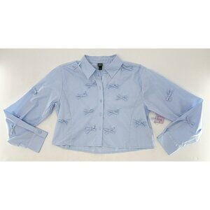 NWT Wild Fable Baby Blue Bow Collared Button Blouse Size Sm,‎ Cropped Academia | Poshmark