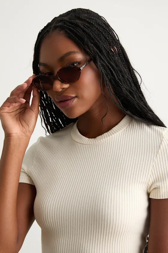 Helfa Brown Tortoiseshell Oval Sunglasses | Lulus
