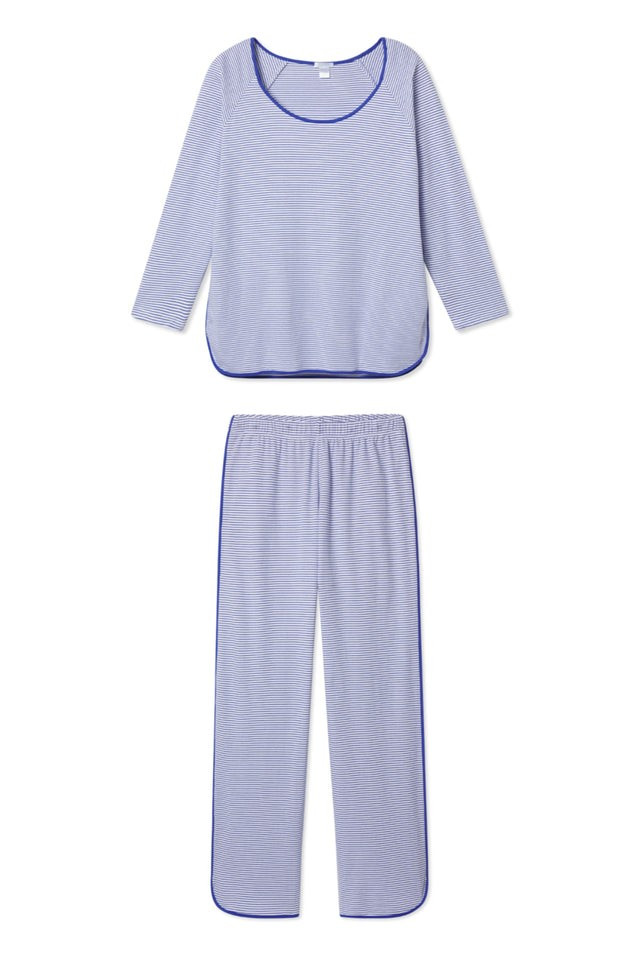 Pima Long-Long Set in Lapis | LAKE Pajamas