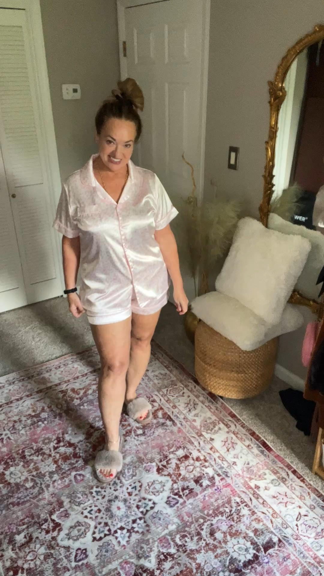 Pink cheetah print satin pajamas short
Set! So girly coded and fun. Great for travel and matching with your besties

#LTKmomlife #LTKselfcare #LTKmorningroutine