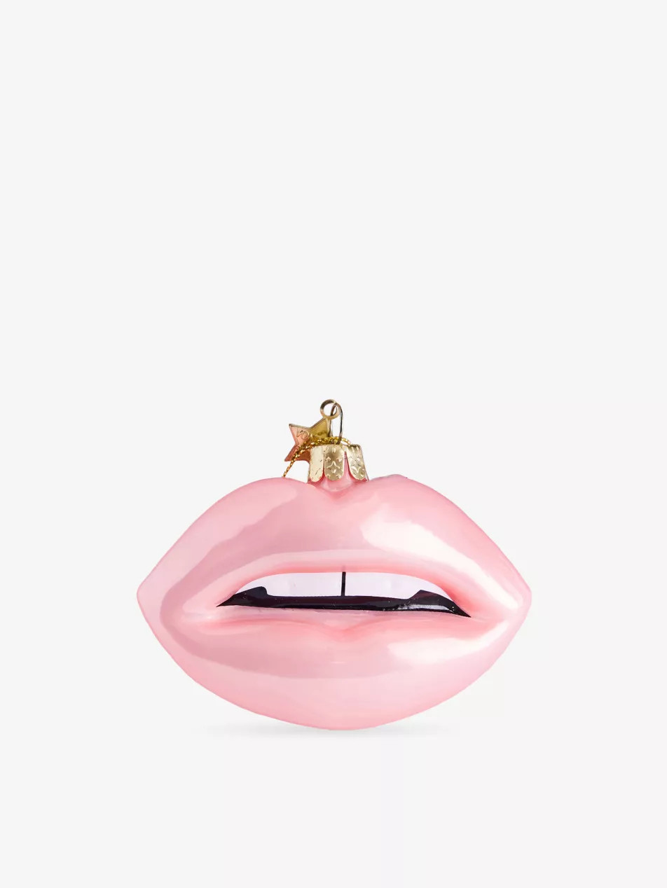 Pink Lips Glass Christmas Decoration | Selfridges