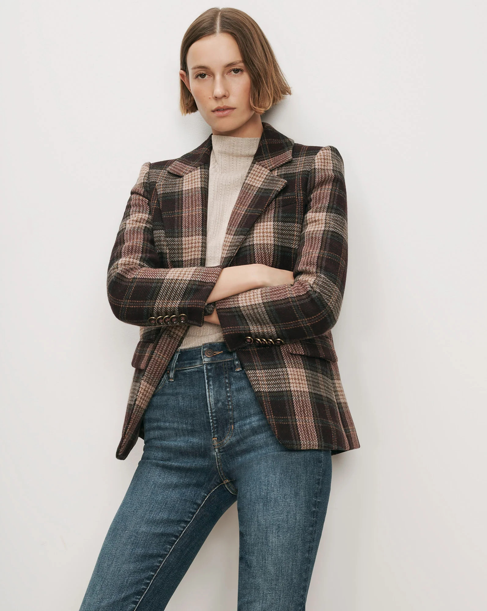 Cloverfield Plaid Dickey Jacket in Dark Purple Currant Multi | Veronica Beard | Veronica Beard