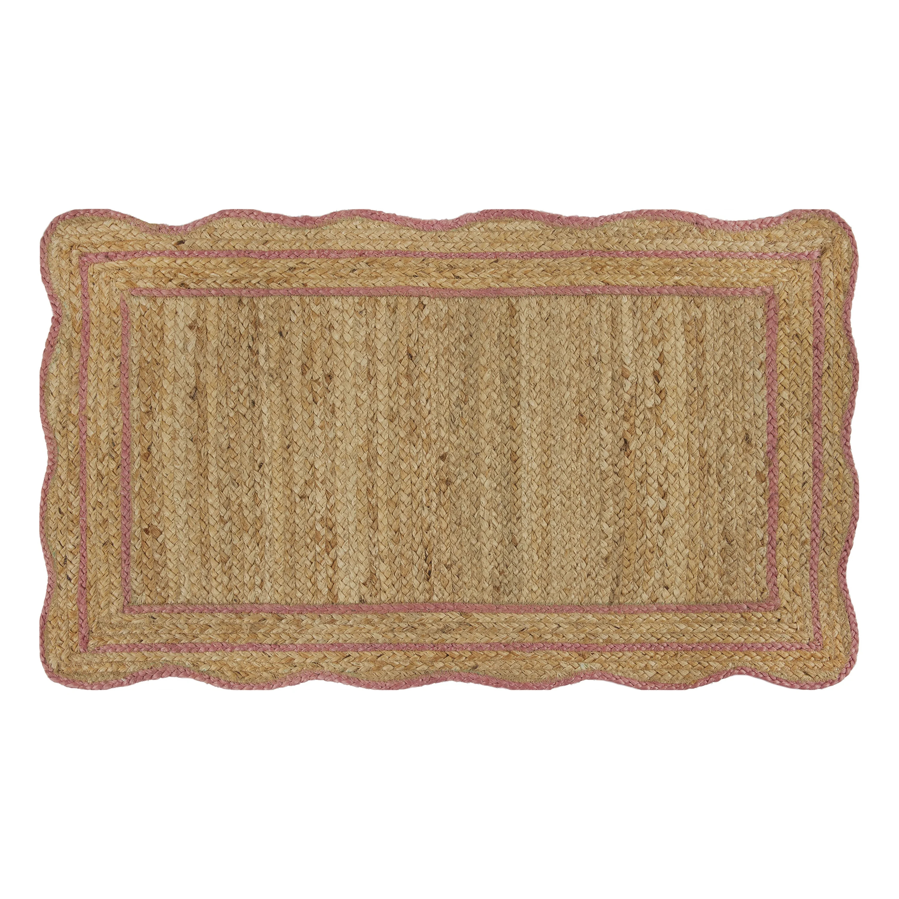 The Pioneer Woman 100% Jute Scallop Kitchen Rug, Natural & Coral, 20" x 34" | Walmart (US)
