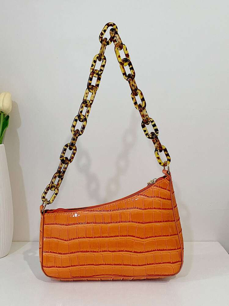 Croc Embossed Chain Bag | SHEIN