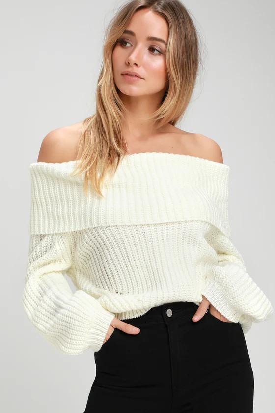 Carmichael Ivory Off-the-Shoulder Knit Sweater | Lulus (US)