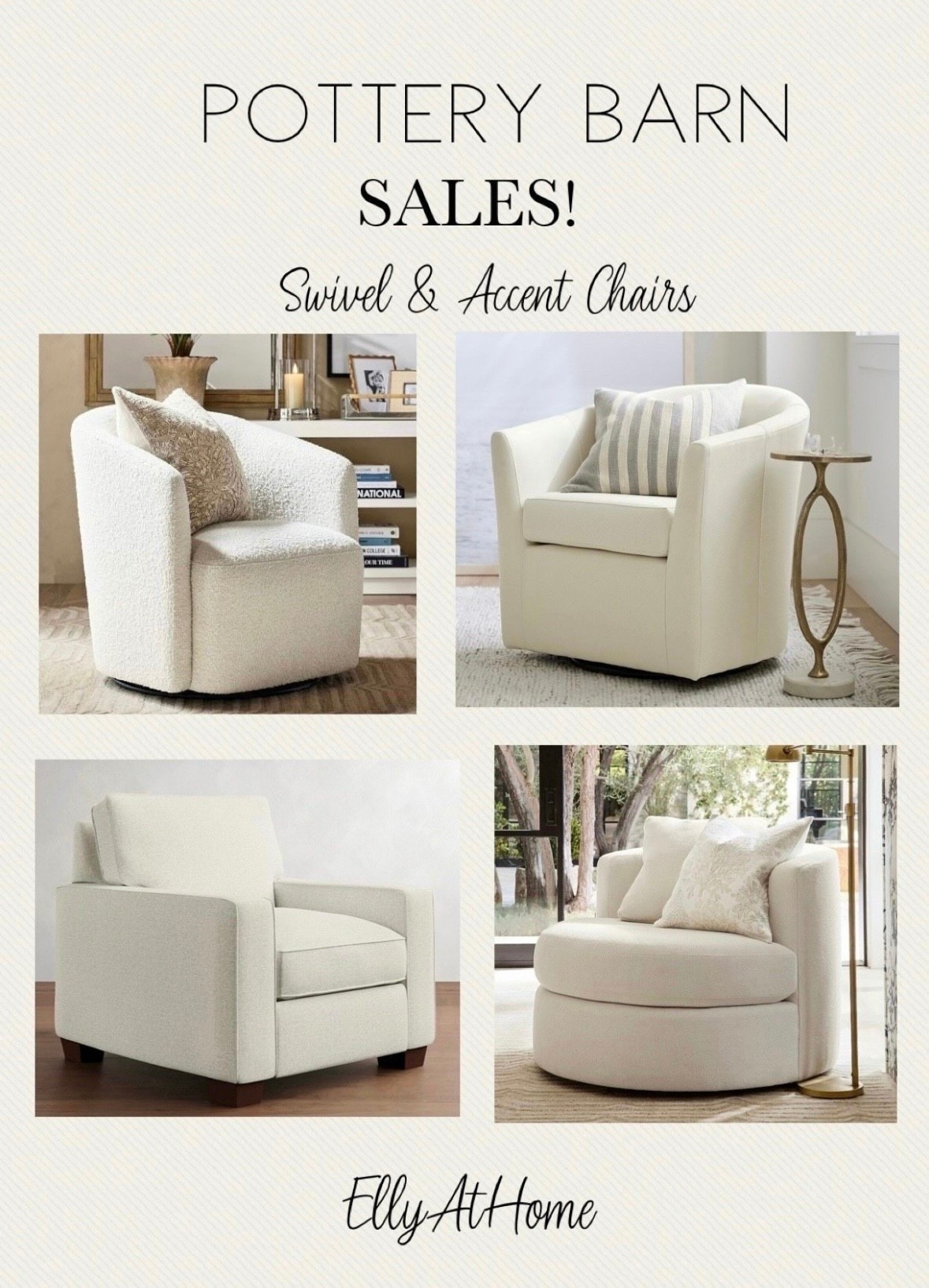 Furniture sales! Best selling swivel and accent chairs on sale at Pottery Barn! Available in many colors and fabrics. Living room, bedroom, home office.Also shop accent tables  

#LTKHome #LTKSaleAlert