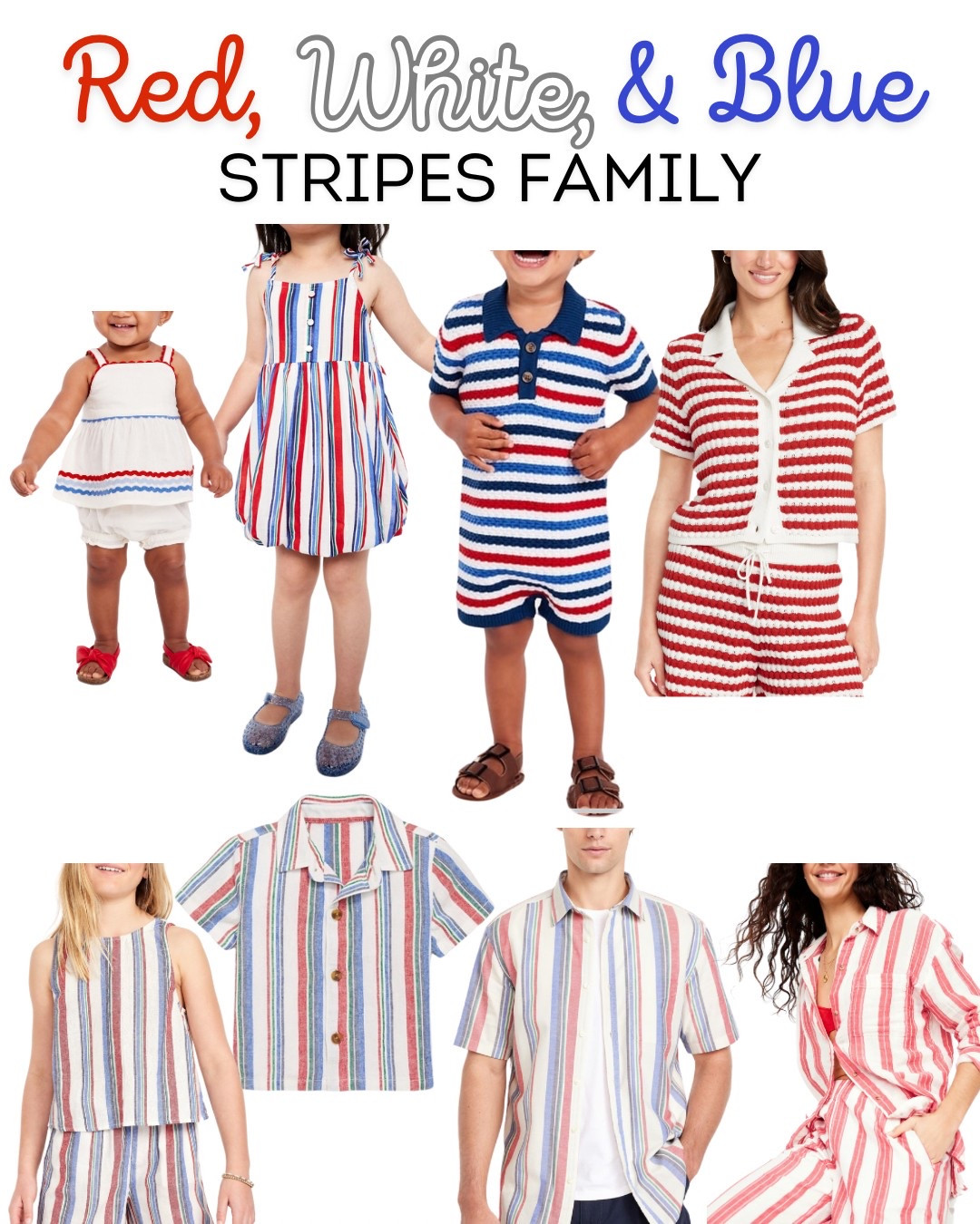 Memorial Day red white and blue stripes family matching outfits all from Old Navyy

#LTKFamily #LTKSeasonal #LTKKids