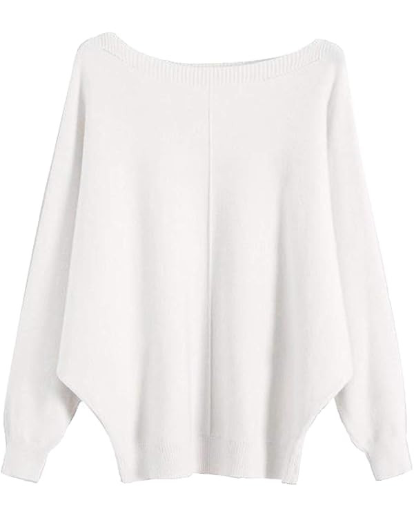 GABERLY Boat Neck Batwing Sleeves Dolman Knitted Sweaters and Pullovers Tops for Women | Amazon (US)