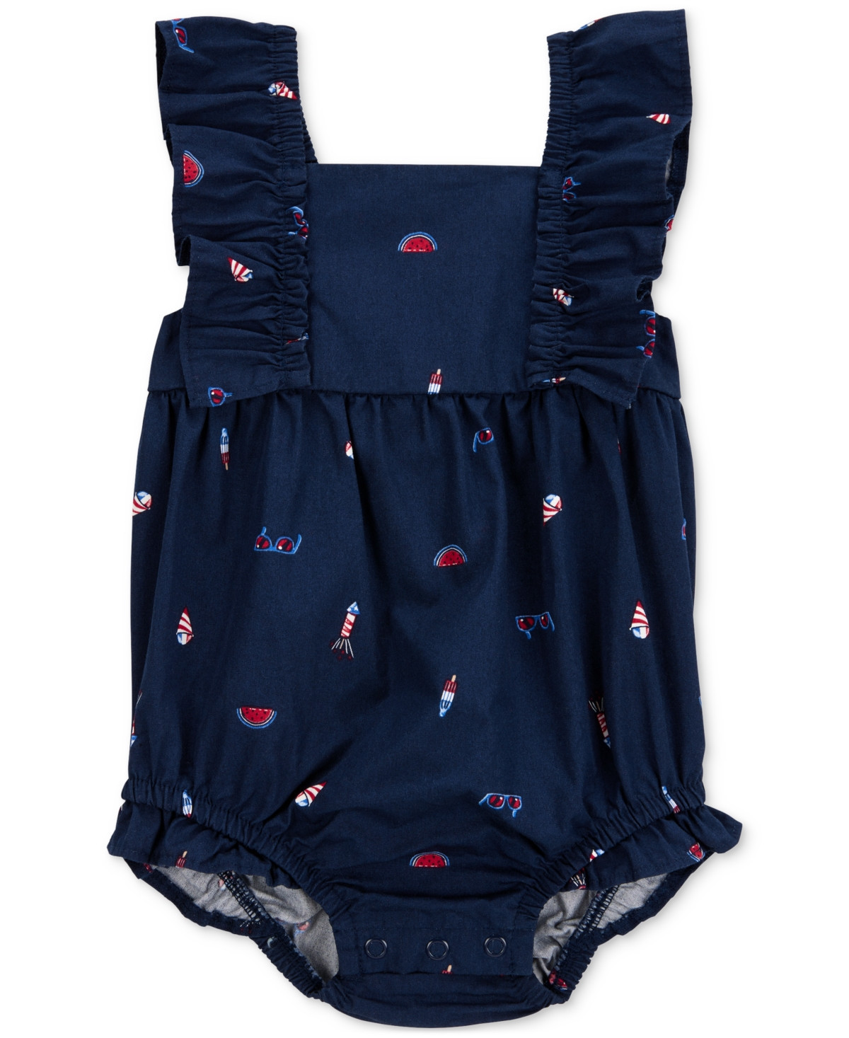 Carter's Baby Girls Watermelon Poplin Bubble Romper - Navy | Macy's