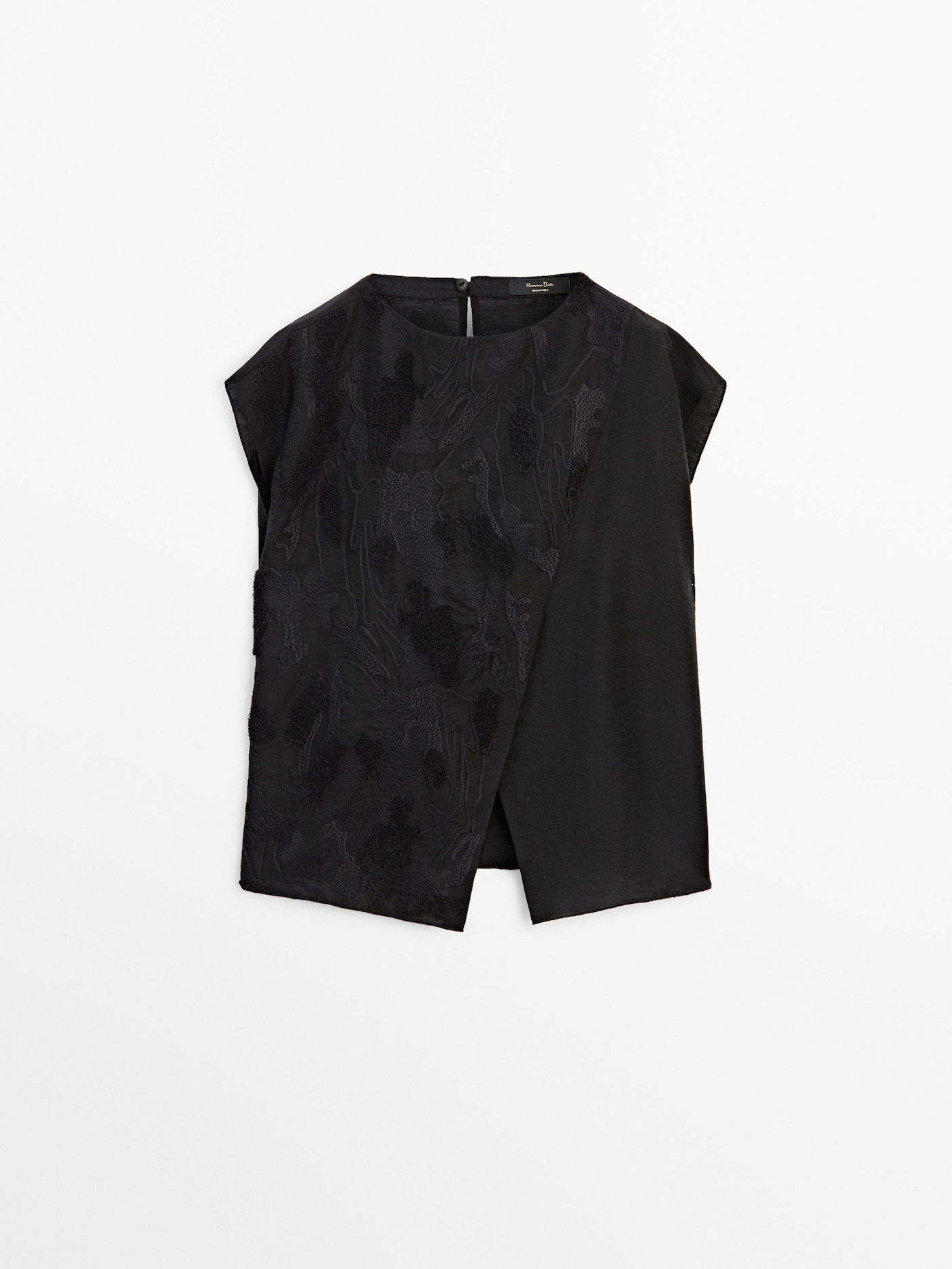 Crossover top with embroidered detail | Massimo Dutti US