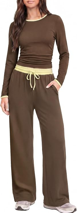 Casly Lamiit Womens 2 Piece Lounge Set Soft Knit Color Block Travel Outfits | Amazon (US)