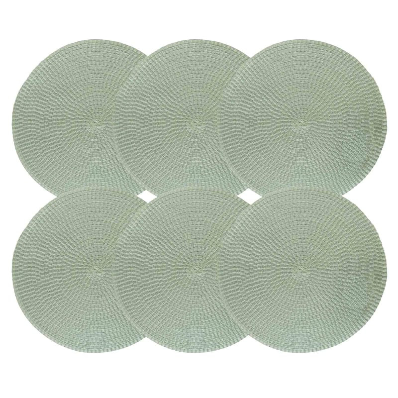 Set of 6 Round Shiori Placemats, Spruce | At Home