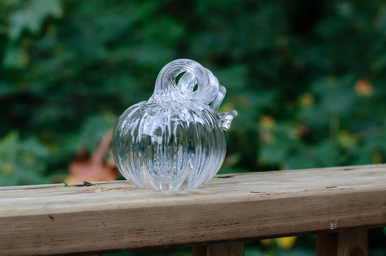 Small Clear Blown Glass Pumpkin - Etsy | Etsy (US)