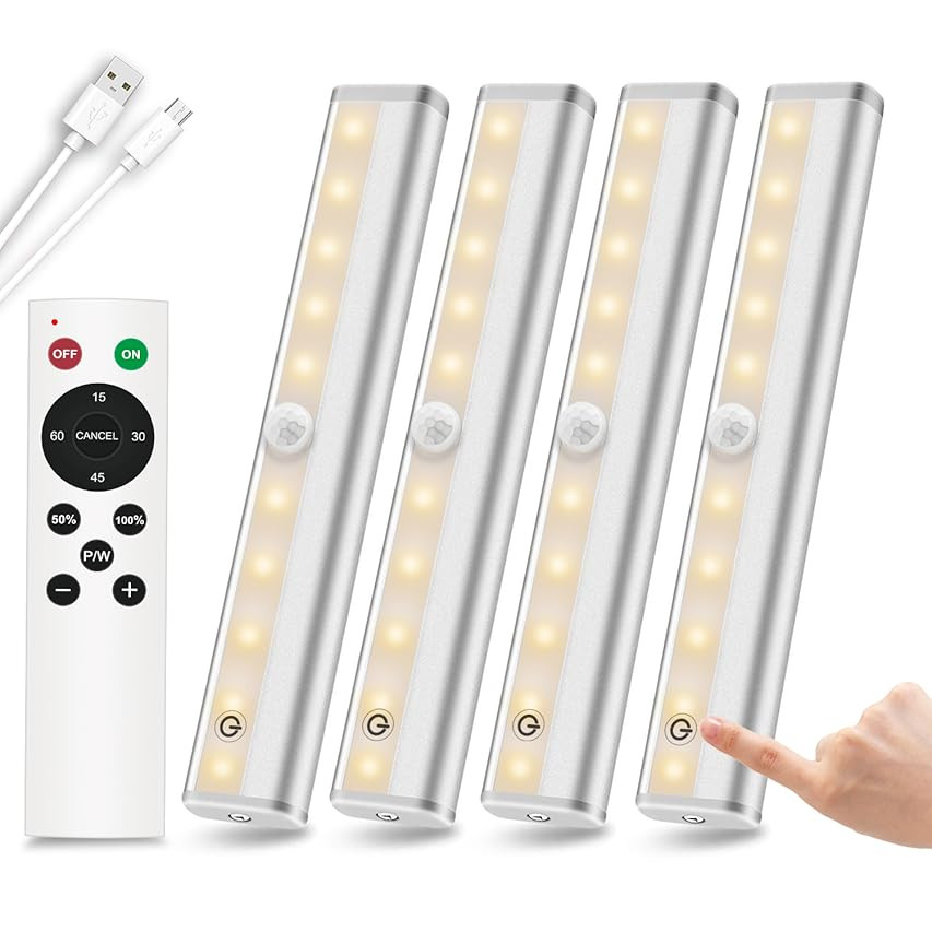 Under Cabinet Lighting Remote Control Wireless Under Counter Lighting Rechargeable Led Closet Lights | Amazon (US)