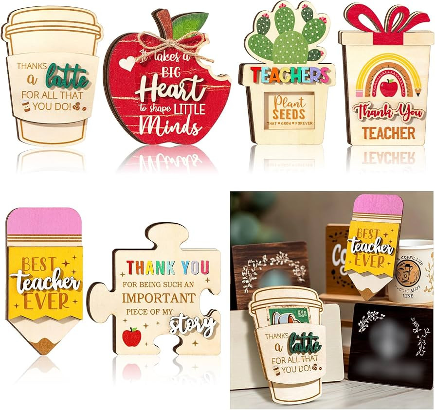 CroBlissful 6 Pack Teacher Appreciation Gifts Card Holder Thanks a Latte Coffee Gift Card Holder ... | Amazon (US)