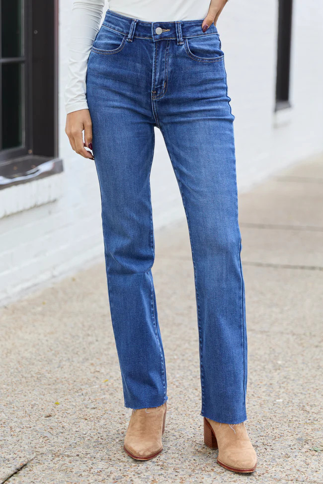 My Favorite Dark Wash Straight Leg Jeans SALE | Pink Lily