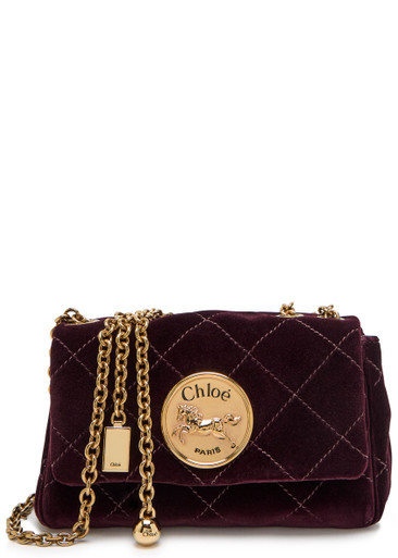 Heritage quilted velvet shoulder bag | Harvey Nichols