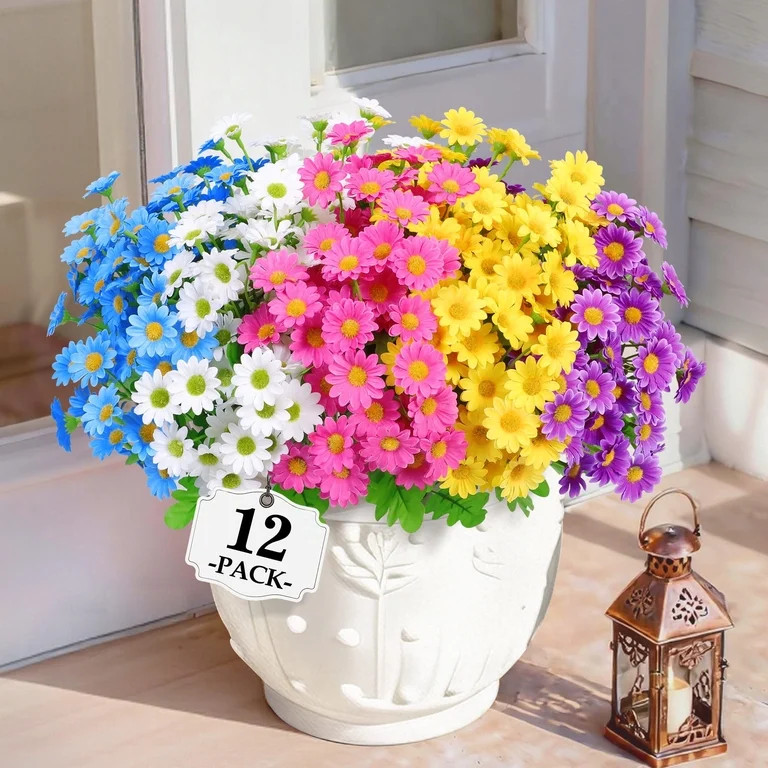 HKKDKTA Artificial Flowers for Outdoors,12 Bundles Multicolor Faux Daisy Flowers, UV Resistant Fa... | Walmart (US)