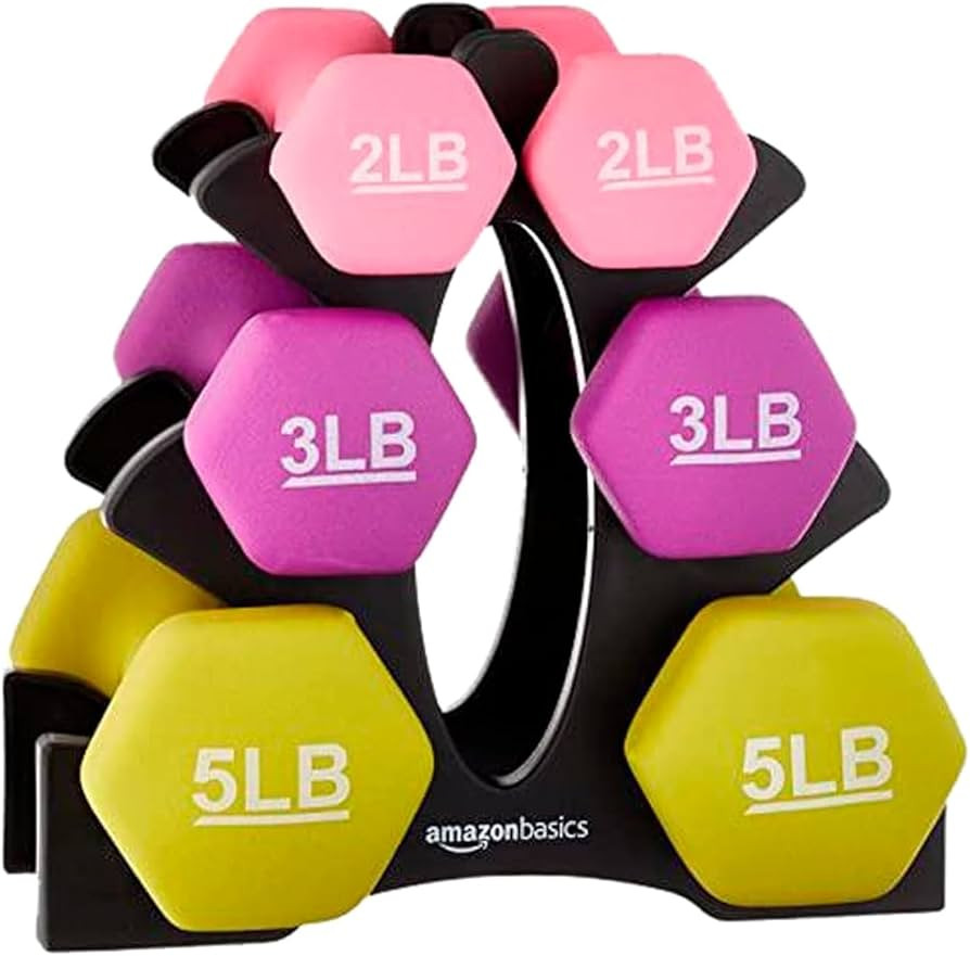 Amazon Basics Neoprene Dumbbell Hand Weights with Stand, Rack with 3 Pairs (2, 3, and 5 pound), N... | Amazon (CA)