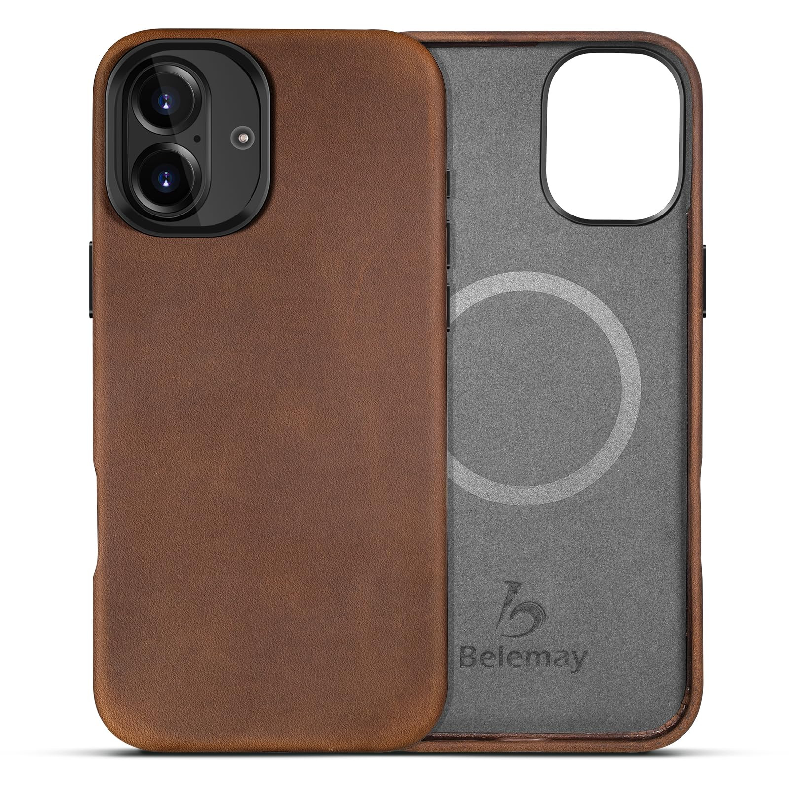 Belemay Compatible with iPhone 16 Leather Case, Compatible with Magsafe, Premium Crazy Horse Leat... | Amazon (US)