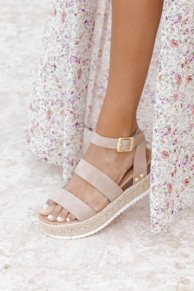Annika Taupe Platform Wedge | The Pink Lily Boutique