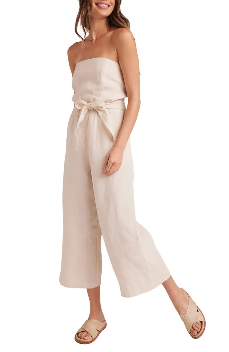 Bella Dahl Strapless Linen Crop Wide Leg Jumpsuit | Nordstrom | Nordstrom