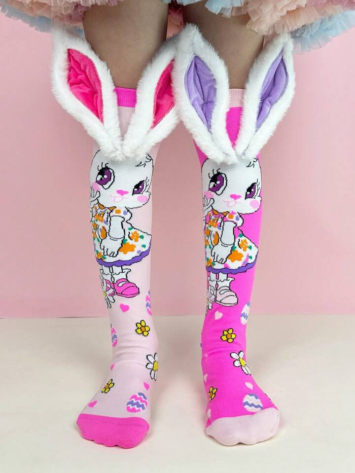 A Pair Of Cut Rabbit Ear Knee High Socks Suitable For All Season Is A Pair Of Happy Socks. | SHEIN