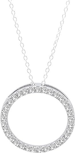 Dazzlingrock Collection DGLA Certified Round White Diamond Circle Pendant (Gold Chain Included), ... | Amazon (US)