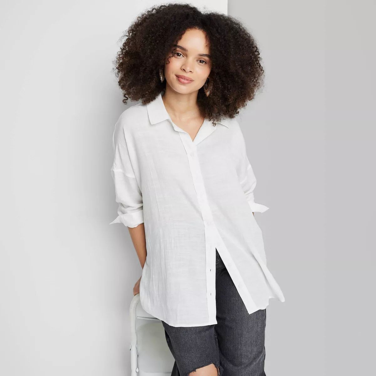Women's Long Sleeve Oversized Button-Down Shirt - Wild Fable™ | Target