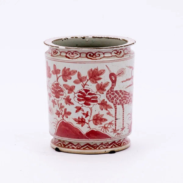 Underglaze Orchid Bird Motif Ceramic Pot Planter | Wayfair Professional