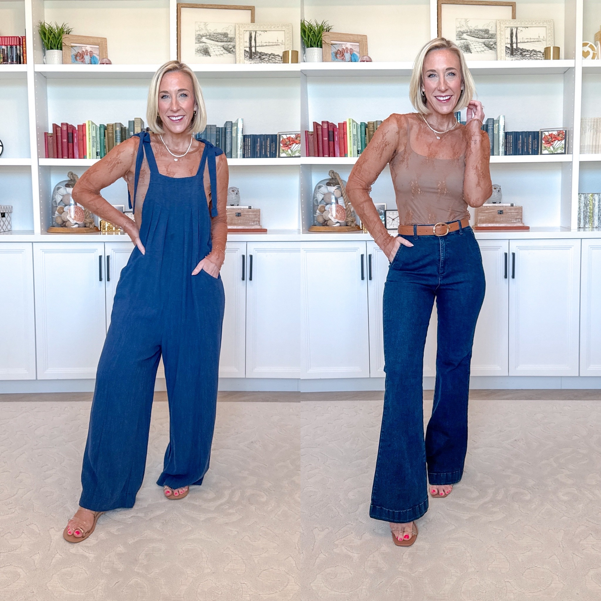 Amazon - 4 tops - from casual to date night. Mesh Lace Long Sleeve Crewneck Blouse - size small. 21 colors. * My dark wash jeans are old, but I’m linking another dark wash option. * Tie Shoulder Jumpsuit - size small. ** All accessories and shoes linked as well. 

 

#LTKootd #LTKSeasonal #LTKOver40