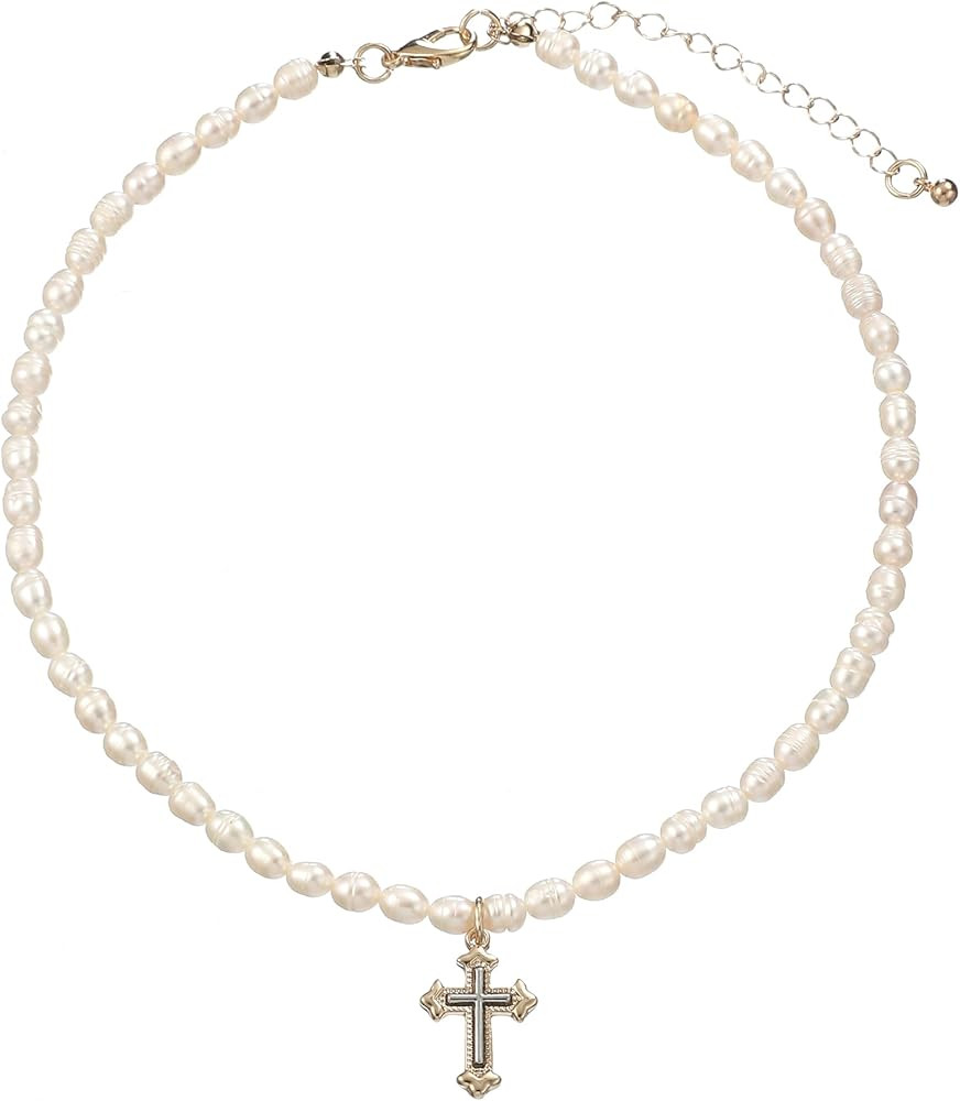 wgoud Natural Freshwater Pearl Choker Necklace for Women, Trendy 14K Gold Plated Pearl Necklaces ... | Amazon (US)