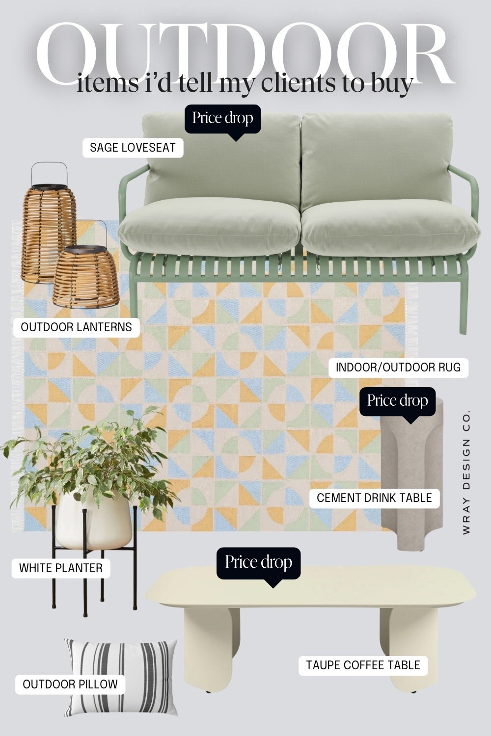 Outdoor furniture that is stylish, vetted, and on sale! I am obsessed with that sage green loveseat that has Sunbrella fabric! To get that designer patio look, I’ve paired it with rattan lanterns, a sculptural cement drink table, and a geometric indoor/outdoor rug for a pop of playful color. @Article

#LTKHome #LTKSaleAlert #LTKSeasonal