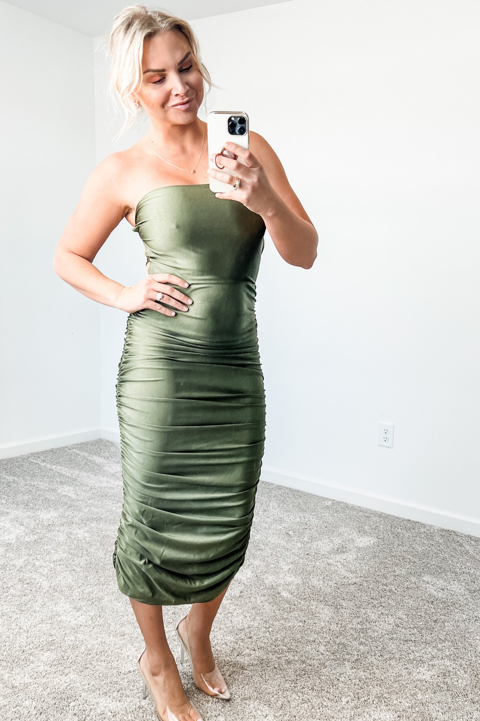 SHEIN green cocktail dress. Formal dress, clear heels, vacation dress. Target, 

#LTKSale #LTKunder50 #LTKstyletip