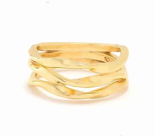 Christian James by Scott Grimes 14K Gold Clad 3 Band Ripple Ring - QVC.com | QVC